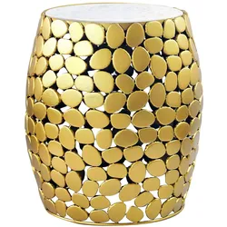 BEISTELLTISCH DIEMEL, Marmor, handgefertigt, Gold-Weiß, Ø 40 x 46 cm