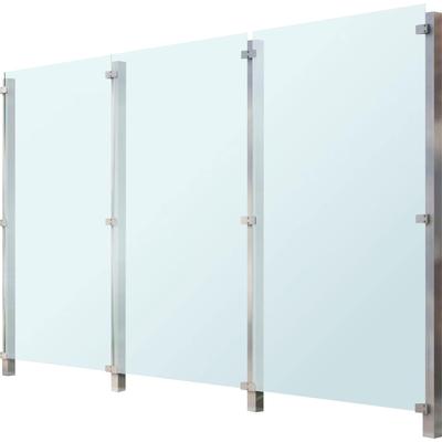 Zaun STAKET PRO, silber (silberfarben), Pfosten: 4 Stk., Edelstahl, Glas, Zaunelemente, Glaszaun, Gesamtlänge: 3,32 m, 4 Pfosten
