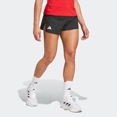 Laufshorts ADIDAS PERFORMANCE "ADIZERO ESSENTIALS RUNNING SPLIT", Damen, Gr. M, N-Gr, schwarz (schwarz, normal, gr.), Obermaterial: 100% Polyester, Hosen