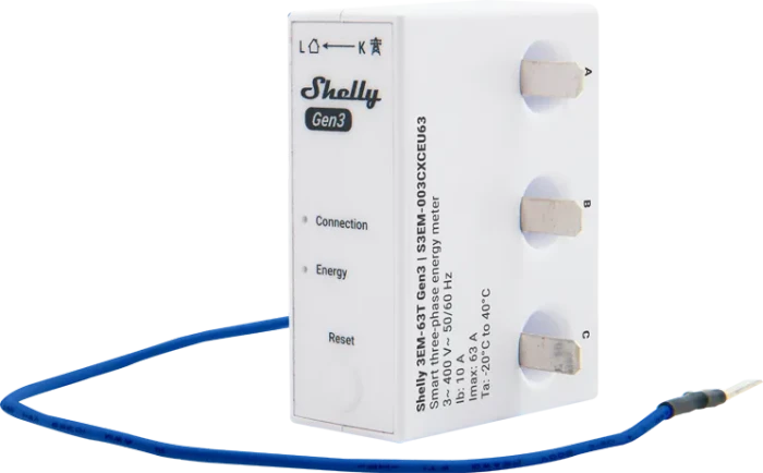 Shelly Gen3 3EM 63T, 3-Phasen-Leistungsmesser, WiFi