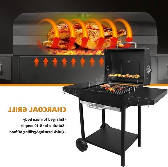 Kohlegrill mit Temperaturregelung schwarz 2 Räder