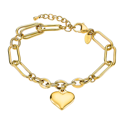 Armband LOTUS "Urban Woman - Herz", gold (gelbgoldfarben), Armbänder, Damen, 20,8cm, Edelstahl, Armband