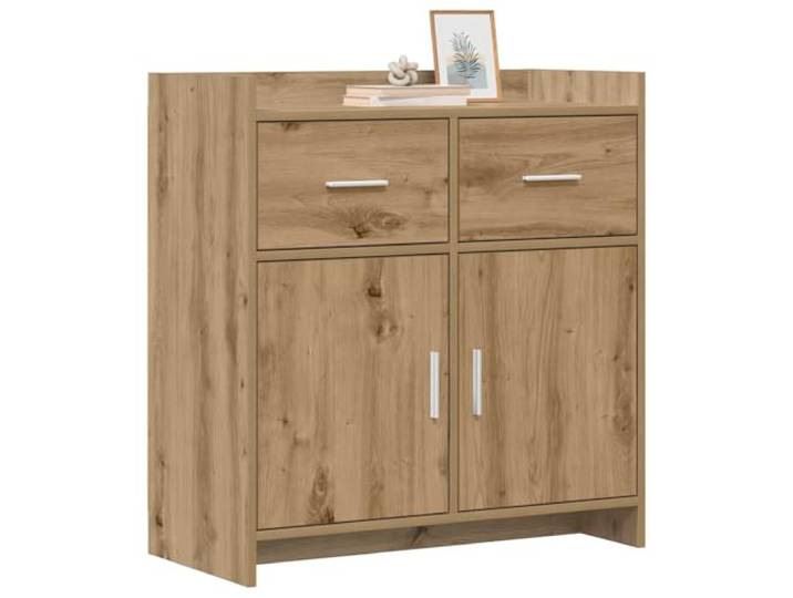 KTHLBRH Anrichte Eiche Handwerk 75 x 36 x 80 cm Technisches Holz, 2 Schubladen, 4 Einlegeböden, Metallgriffe, einfache Reinigung
