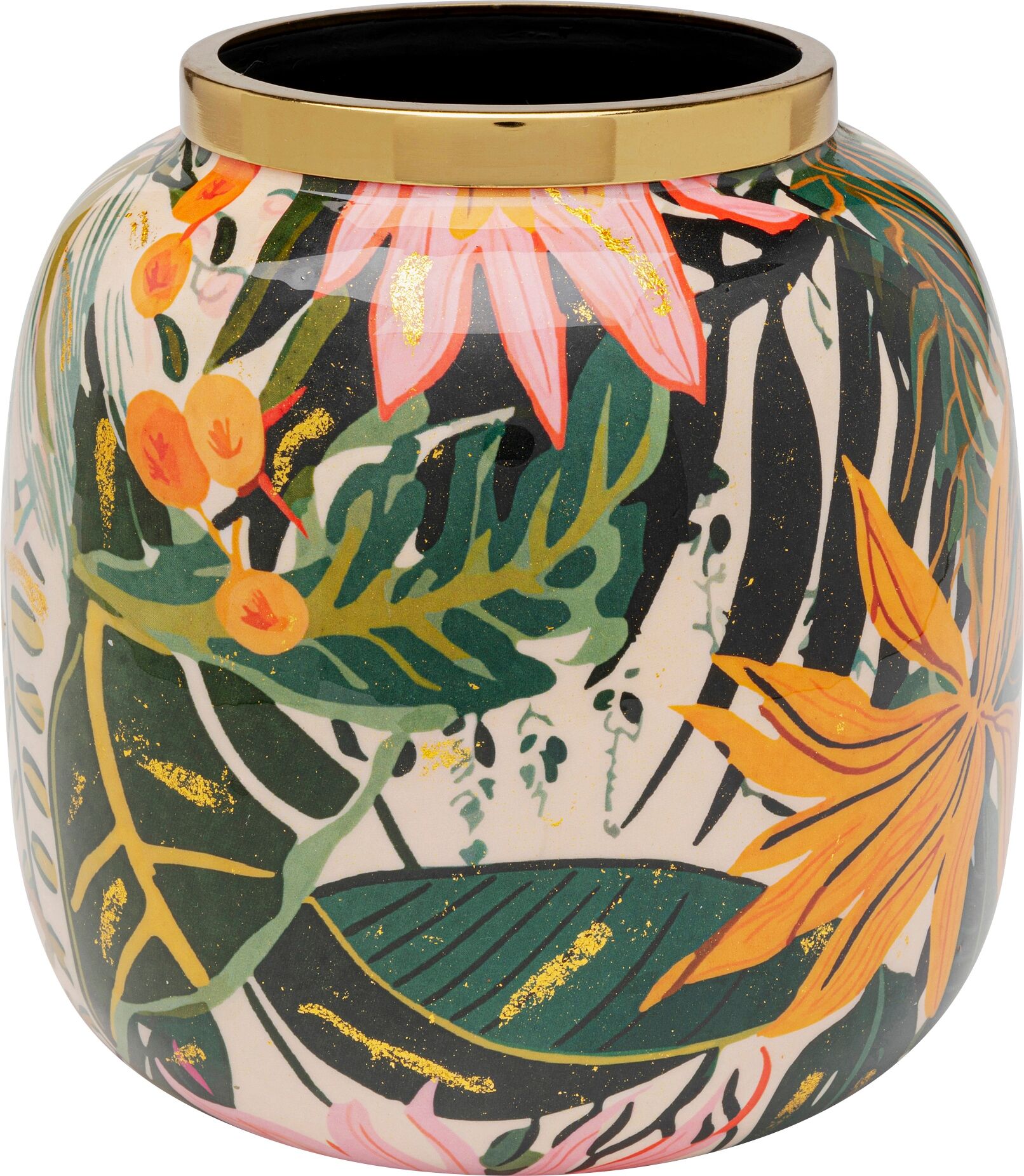 Dekovase KARE DESIGN "Jungle 17cm", bunt (mehrfarbig), B:17cm H:17cm T:17cm, Stahl, Vasen, Dekovase mehrfarbig B/H/T: 17cm x 17cm x 17cm