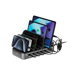 4Smarts Tischladestation 100 W USB-A, USB-C®, Lightning, Micro-USB Quick Charge, USB PD Schwarz, Grau Innenbereich USB Power Delivery (USB-PD) 541805