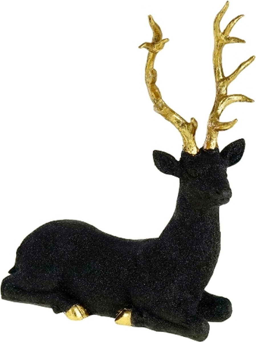 Hert Decoratie goud zwart 30 cm