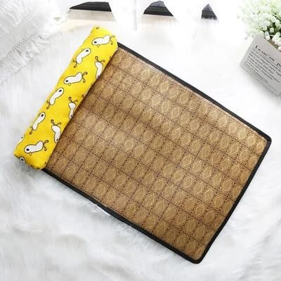 Uplifted Finds Natural Rattan Self Cooling Summer Pet Mat yellow Duck m