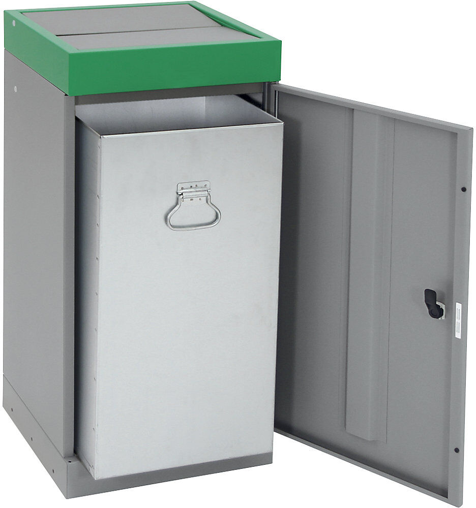kaiserkraft Wertstoffsammler mit Flügeltür, einzeln, Volumen 30 l, Volumen 70 l, Deckelfarbe Grün