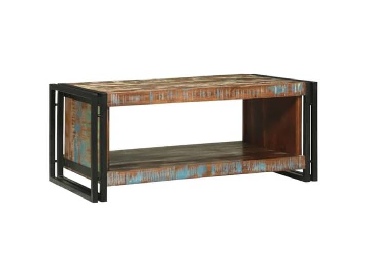 HKLGBVCR Couchtisch, 90 x 50 x 38 cm, Massivholz, renoviert, Metallrahmen