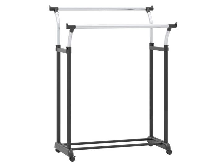 Rolbare Kledingrek Dubbele Stang Garderobe met Verstelbare Hoogte