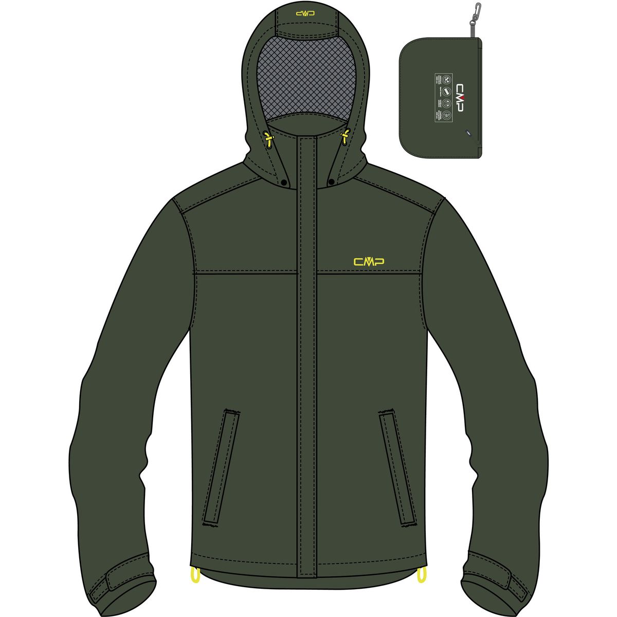 CMP MAN Jacket Snaps Hood oil green (E319) 46 39X7367-E319-46
