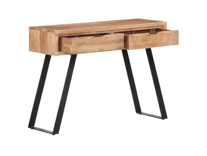 Konsolentisch aus Massivholz Akazie 100x35x76 cm, für Handgefertigt, Akazie Massivholz, Stahlrahmen, 2 Schubladen, Maserung, Industrial Stil