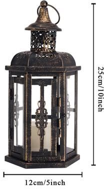 Uplift Treasures Vintage Nordic Iron Candle Lantern Decor 1pc Black