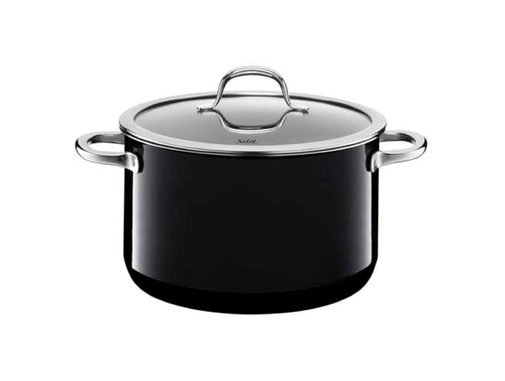 Silit Passion Black Kochtopf groß 24cm, Glasdeckel, Bratentopf Induktion 4,4l, Silargan Funktionskeramik, Nudeltopf schwarz