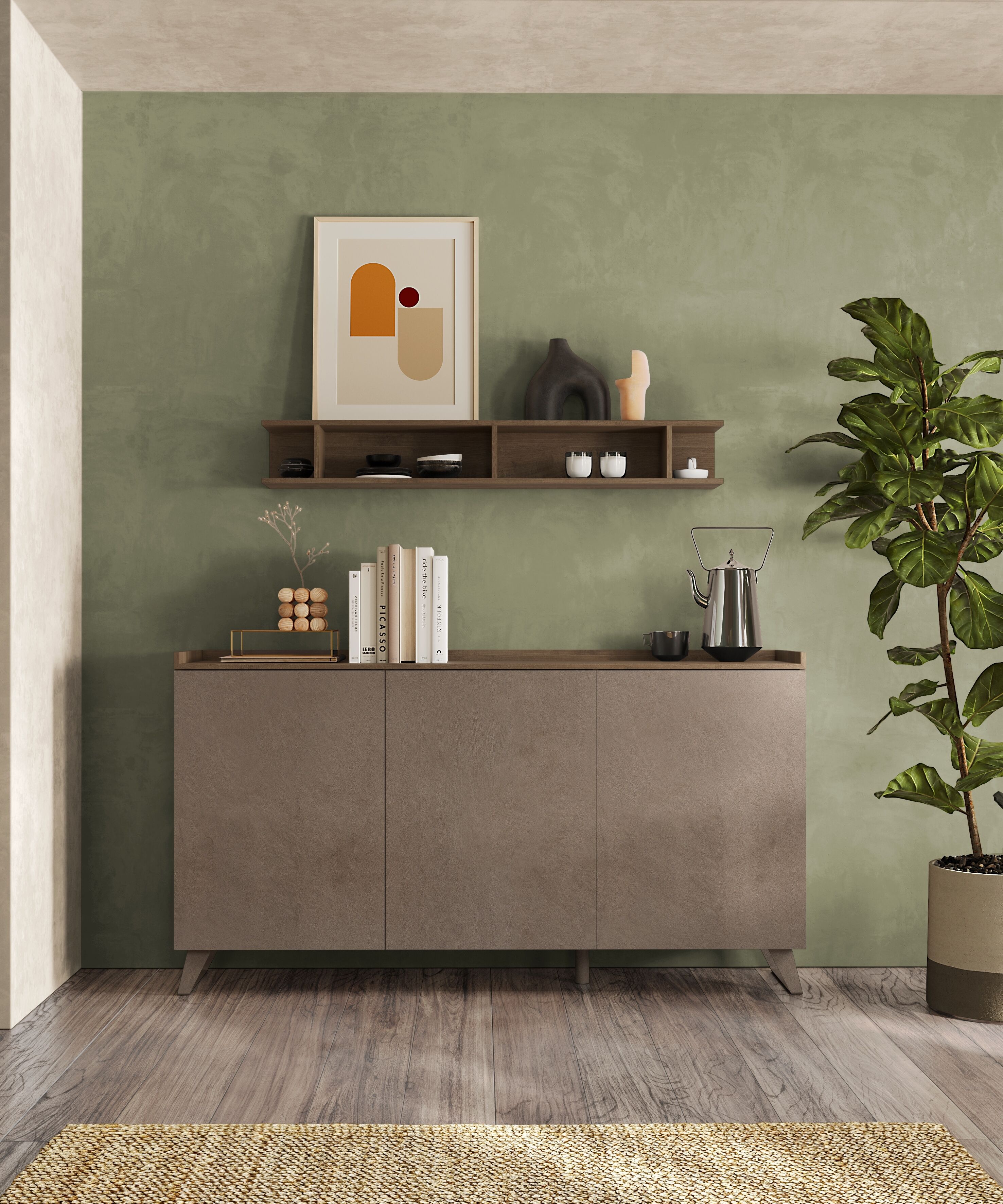 Wandregal HOME AFFAIRE "Infinity", braun (mercure nb holzstruktur), B:138cm H:19cm T:21cm, Holzwerkstoff, Regale, Wandregal, Breite 138 cm, senkrecht oder waagerecht zu hängen