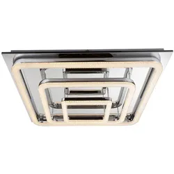 Deckenleuchte Wohnzimmerlampe Fernbedienung LED dimmbar Lampe CCT Memory Timer Nachtlicht, Metall silber, LED 60W 4800Lm 3000-6000K, LxBxH 70x70x14,5 cm