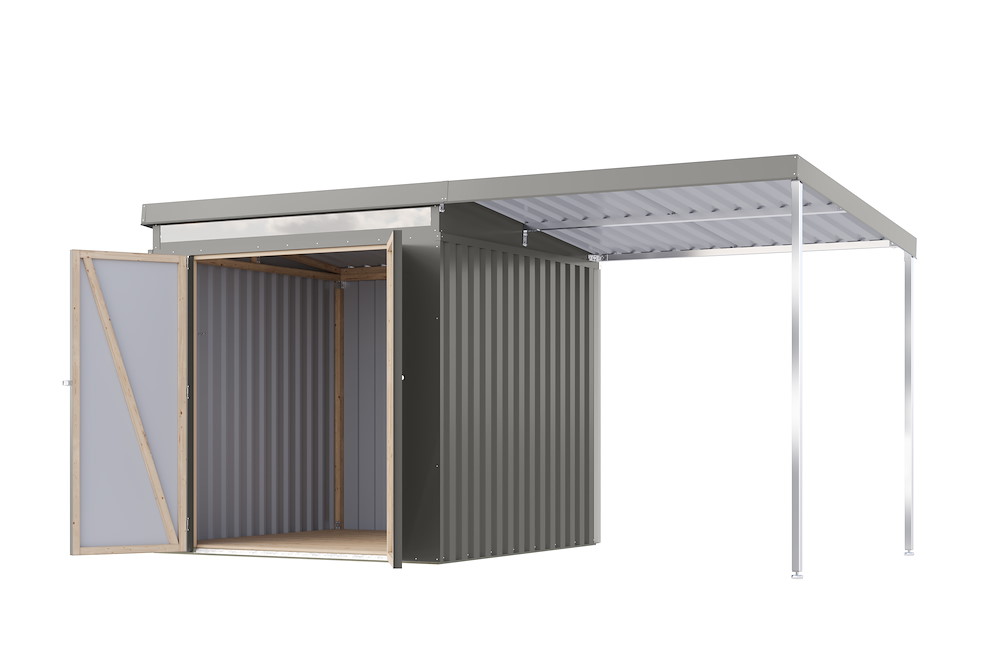 KARIBUHOLZT GH Iridium 2 graualuminium 206x206x213 mit Anbaudach 2 m 16988362