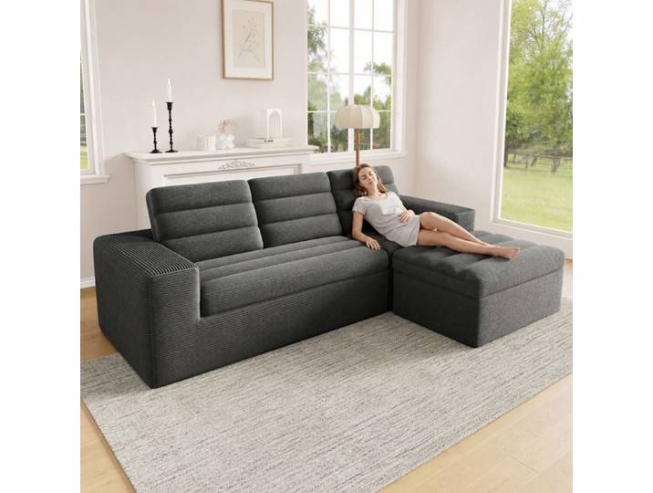 Un canapé en forme de L modulaire Un design sans cadre Combinable Pas besoin d'être construit Un canapé-lit en nuage