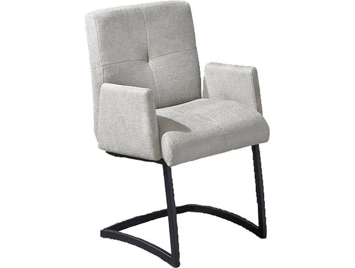 Freischwinger EXXPO - SOFA FASHION Affogato mit komfortablen Armlehnen , grau (grau, schwarz), B:59cm H:87cm T:69cm, Massivholz, Metall, Stoff, Stühle, Freischwinger, attraktiven Kreuznaht in der Rückenlehne