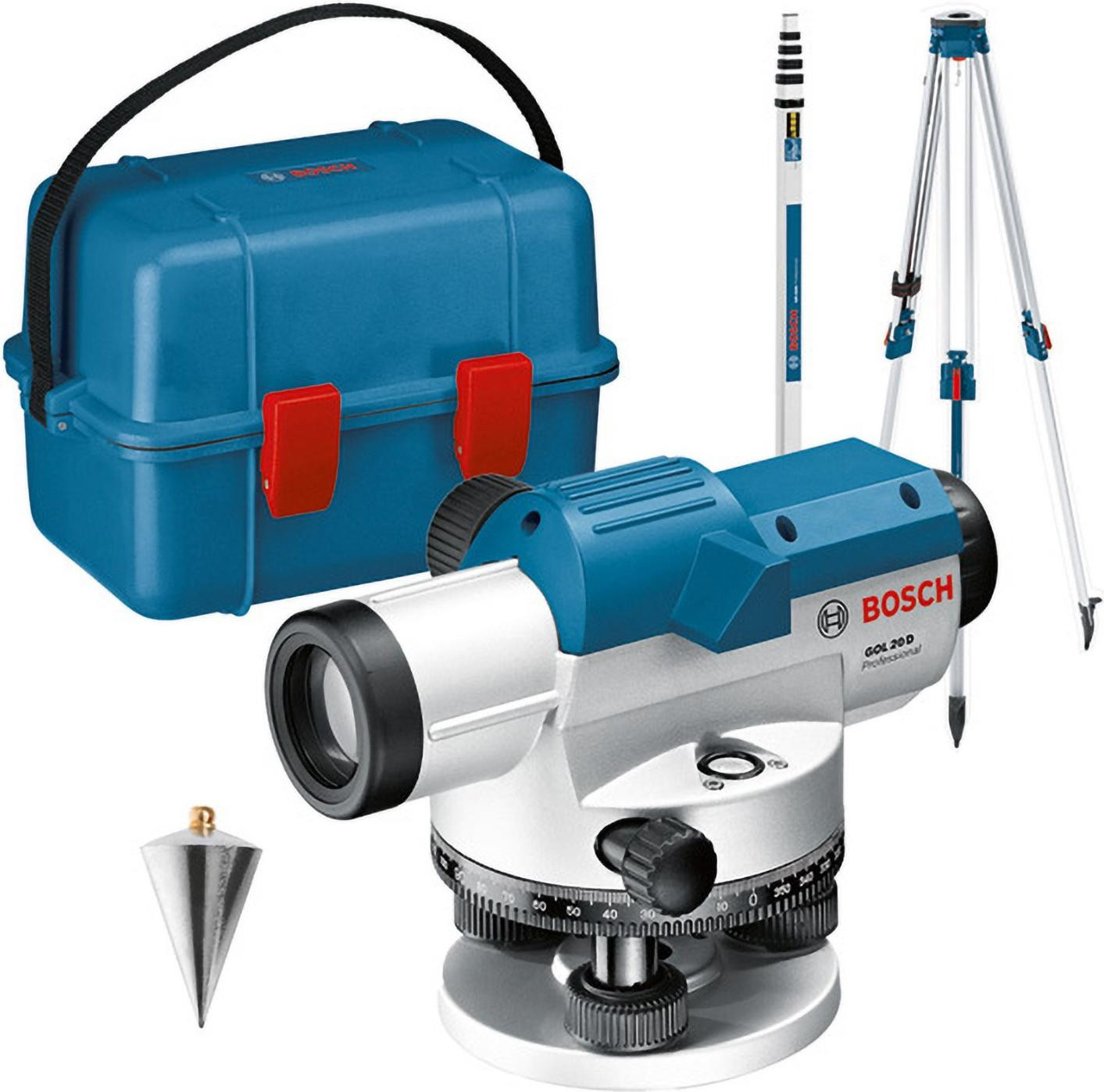Bosch Professional Optische niveaurecorder GOL 20 D inclusief bouwvakstatief BT160 en meetstok GR 500