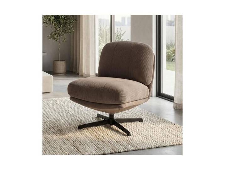 Fauteuil pivotant en velours côtelé - SICAAN - Collection Lena - Assise confortable - Design moderne et élégant