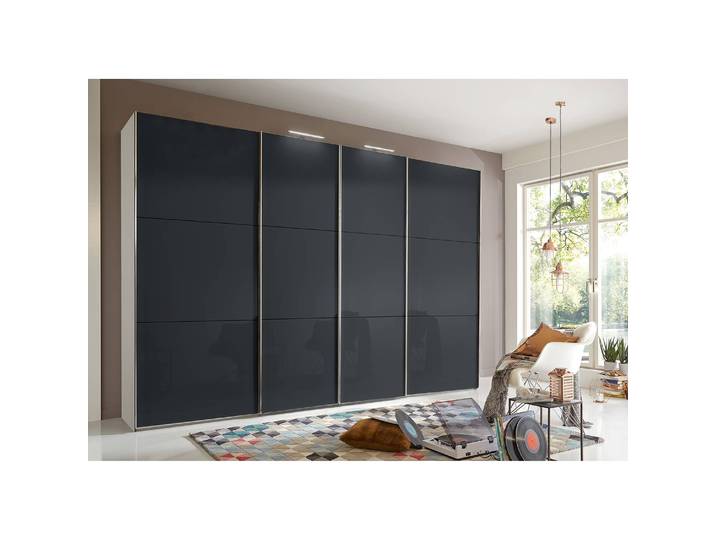 Schwebetürenschrank Level 36 C 350 x 236cm ohne Weiß/Hochglanz Schwarz/Weiß