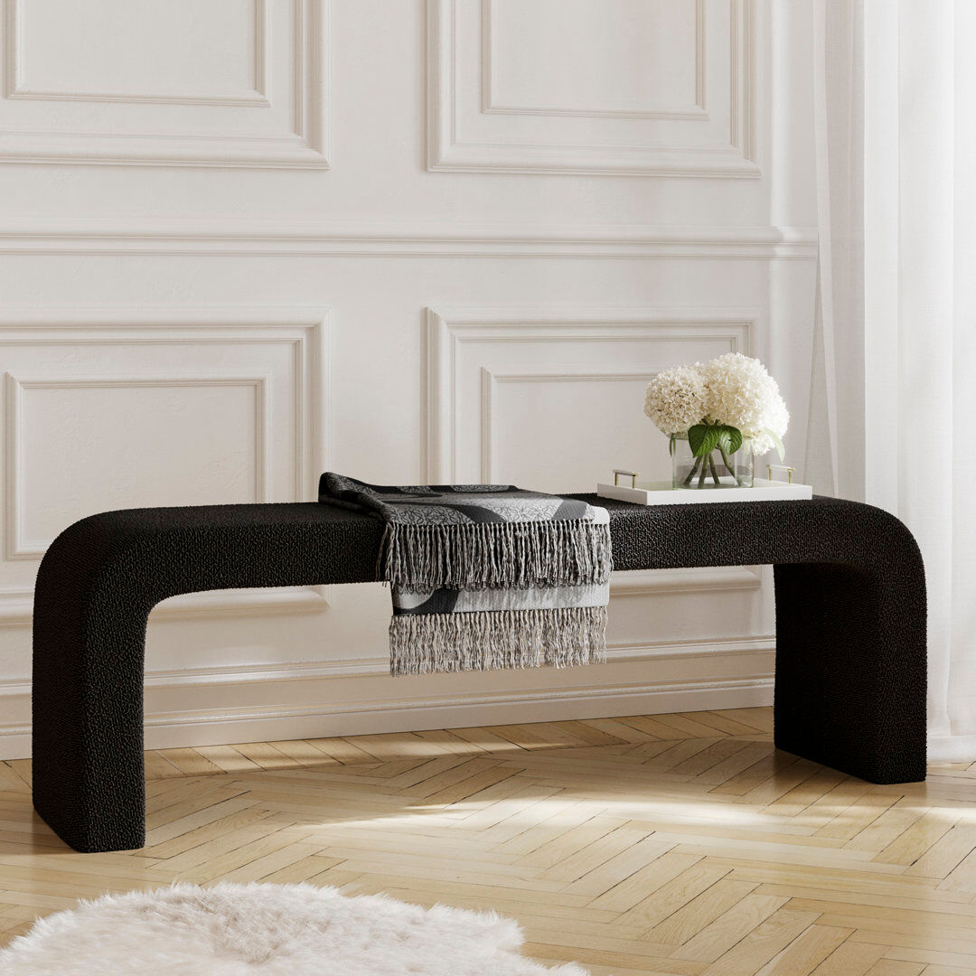 LPD REN UPHOLSTERED BENCH Black 50cm H X 151.5cm W X 40.5cm D