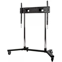 b-tech Flat Screen Stand (130 kg), TV Ständer, Schwarz, Silber