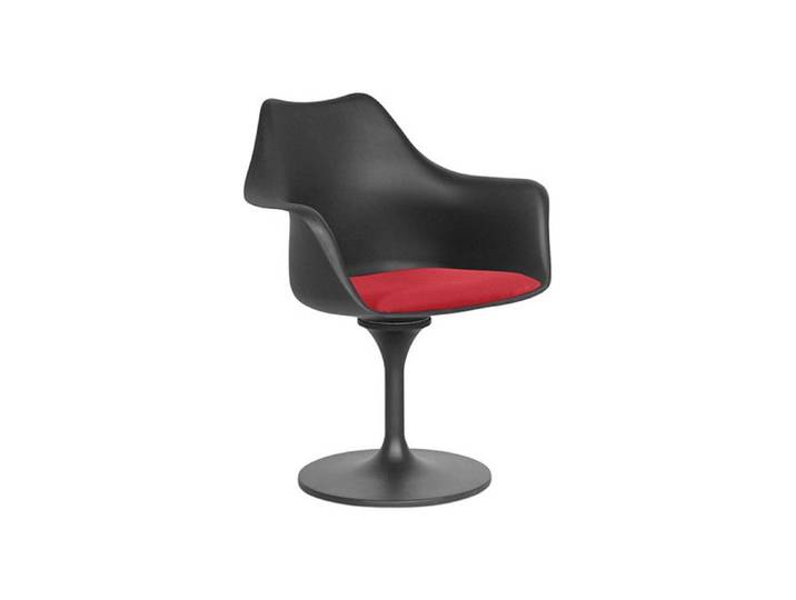 Chaise de salle à manger avec accoudoirs - Chaise pivotante noire - Rouge