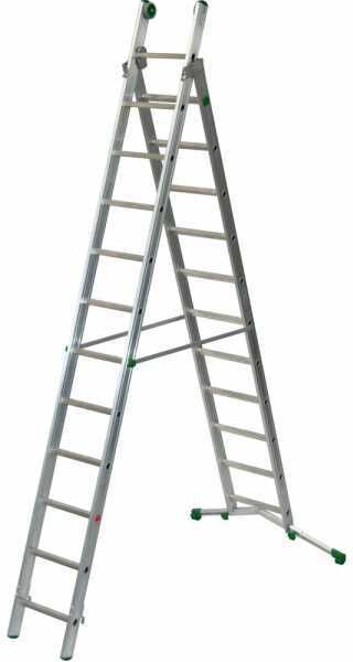 Facal Super Prima P380-2, 11+12 gradini, 6.30 m - Scala in alluminio trasformabile - Altezza stimata operativa 7.20 m