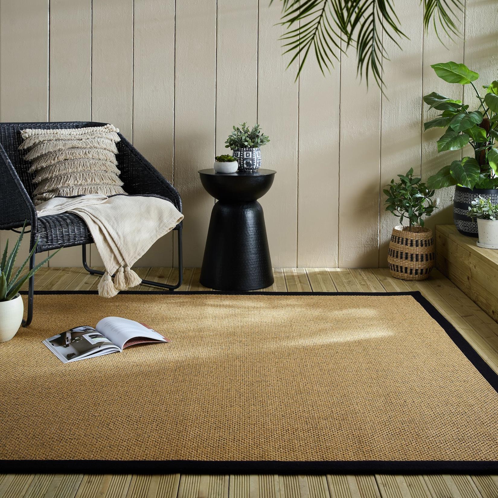 Outdoor-Teppich Bordüre Natur-Schwarz 160 x 230 cm - KEER Kadima