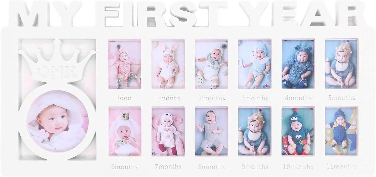 Baby Fotolijst voor Maandelijkse Groei - Wit - 39 x 18,5 cm