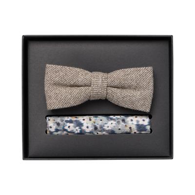 Fliege VENTI "VENTI Set aus Fliege und Einstecktuch gemustert", Herren, beige (champagner beige), 52% Polyester, 47% Baumwolle, 1% Elasthan, Fliegen