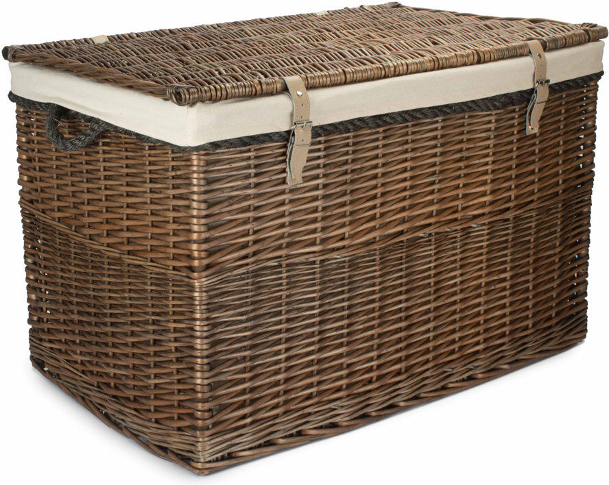 August Grove Keven Wicker Storage Hamper with Lining Antique Wash 50cm H X 75cm W X 50cm D