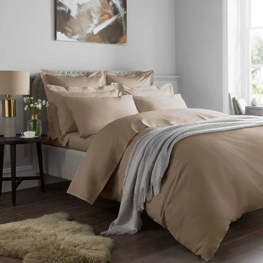 17 Stories Marview 1000 Thread Count Sateen Standard Fitted Sheet Flax Kingsize (5')