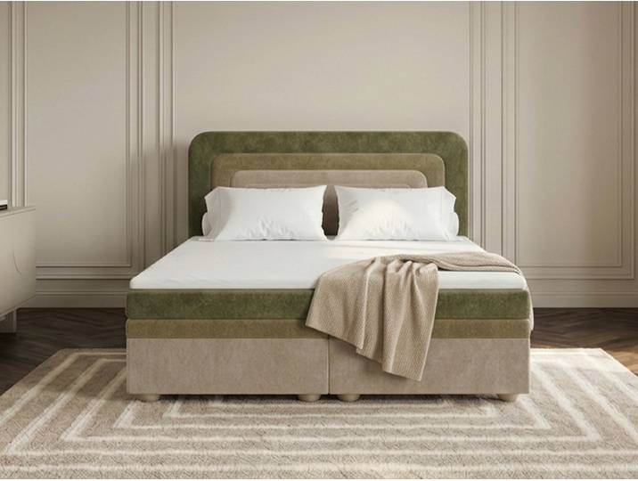 Lit coffre OPALINE tissu texturé 160x200