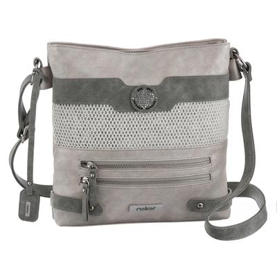 Umhängetasche RIEKER, Damen, Gr. B/H/T: 27cm x 31cm x 6cm, grau, Lederimitat, Taschen Umhängetasche, Schultertasche, Damen-Tasche mit praktischem Reißverschluss-Rückfach
