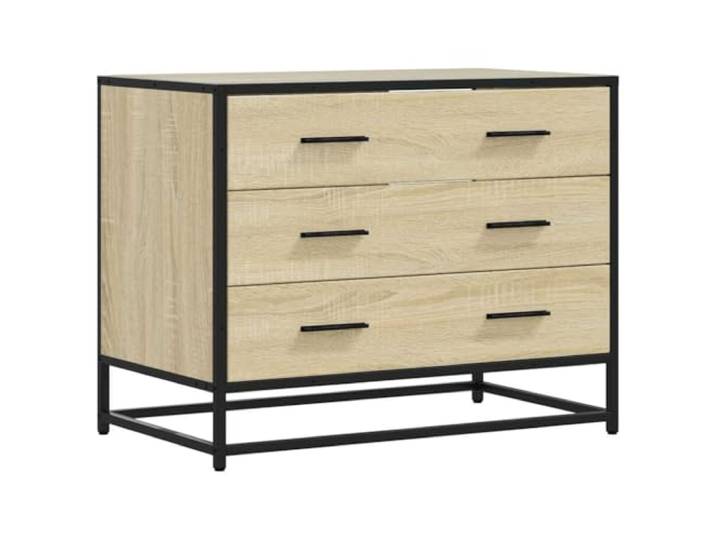 XHNIFBN Schubladenschrank Sonoma Eiche Optik 70x41x56 cm Beistellschrank Praktischer Kommodenschrank mit 3 Schubladen und robustem Metallgestell für Schlafzimmer, Wohnzimmer oder Flur.