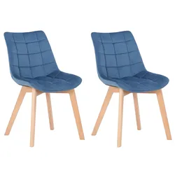 CLP 2er Set Esszimmerstühle Passaic Samt   Farbe: blau