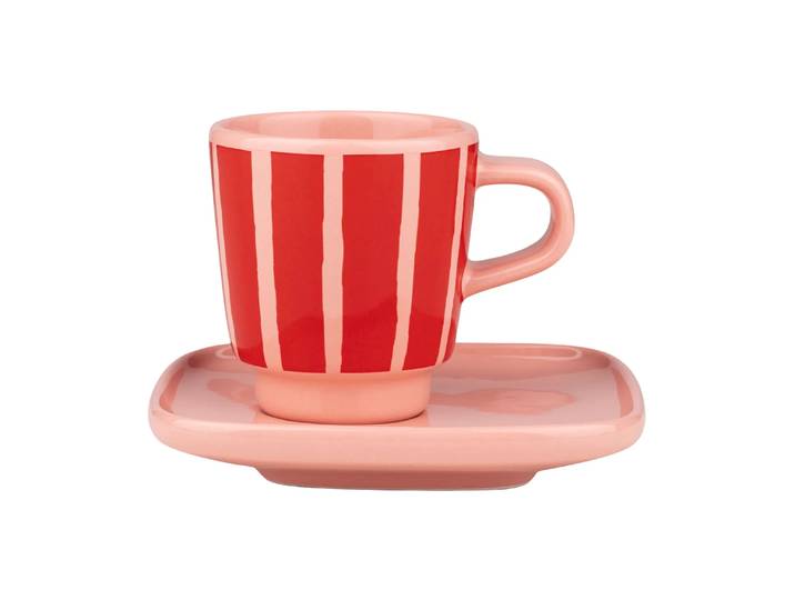 Marimekko Tasse espresso avec soucoupe Piccolo Salmon red-orange red, 5 cl