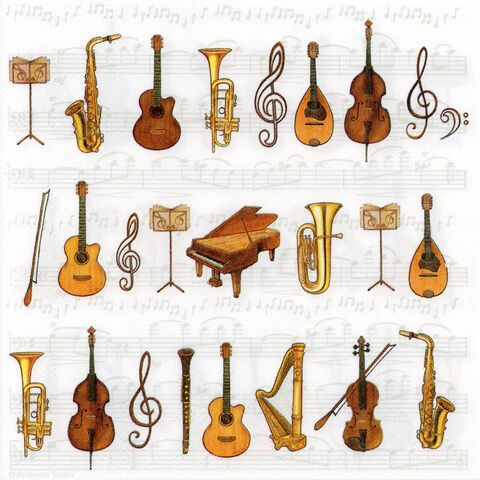 Papierservietten "Orchester", 33 x 33 cm, 20 Stück