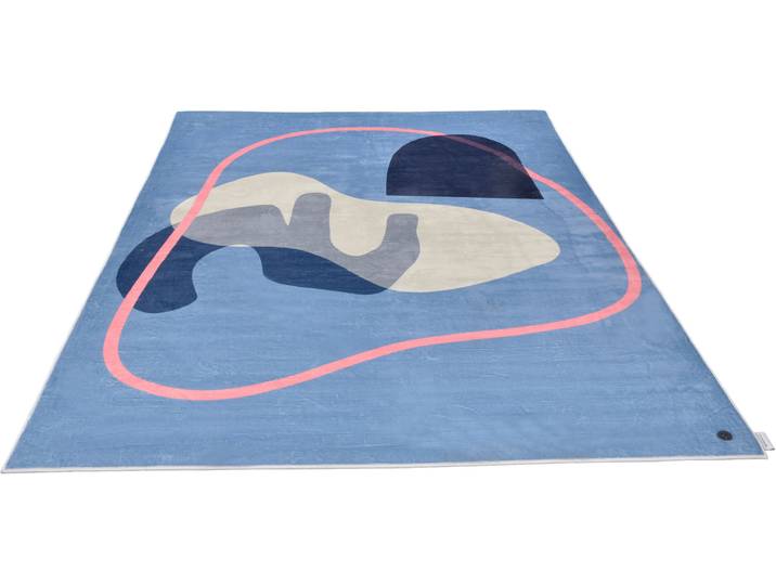 Teppich TOM TAILOR HOME Shapes - FIVE , blau, B:160cm H:5mm L:230cm, Polyester, Teppiche, Teppich, Kurzflor, bedruckt, modernes Design