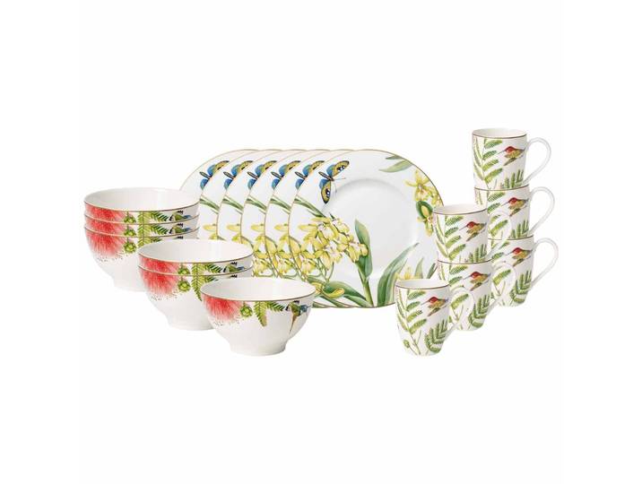 Geschirr-Set VILLEROY & BOCH Frühstücks-Set Amazonia 18er Set bunt , bunt, 18, Porzellan, Geschirr-Sets, Geschirr-Set, Spülmaschinenfest