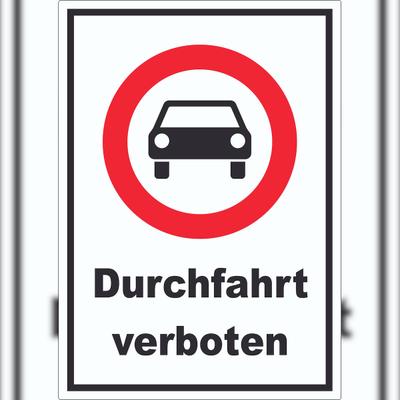 HB-Druck Durchfahrt verboten PKW Symbol Aufkleber A0 (841x1189mm)