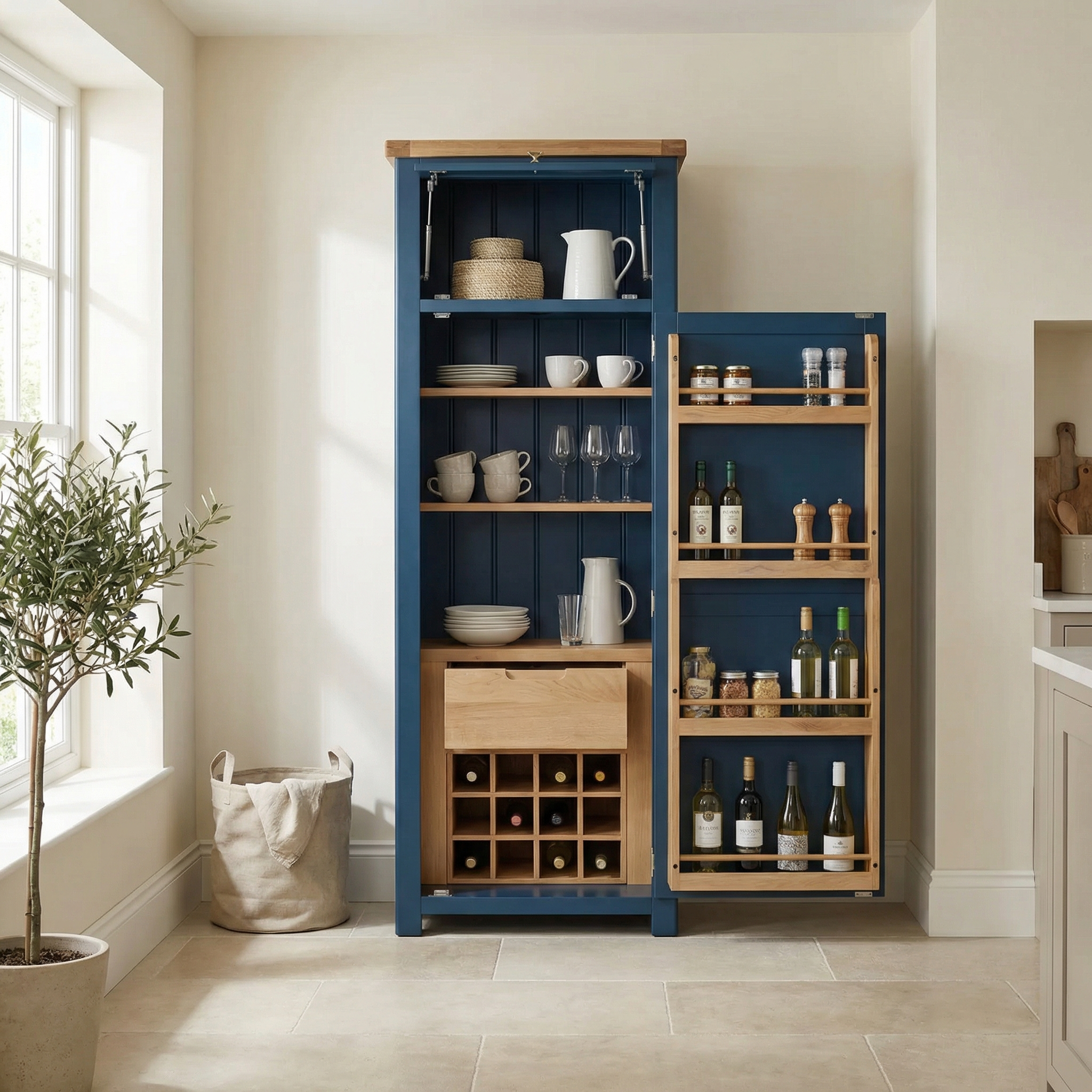 Burford Single Larder Unit in Navy Blue