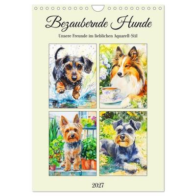 Bezaubernde Hunde. Unsere Freunde im lieblichen Aquarell-Stil (Wandkalender 2027 DIN A4 hoch), CALVENDO Monatskalender