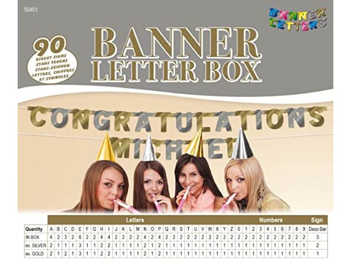 Banner Letter Box Set goud/zilver