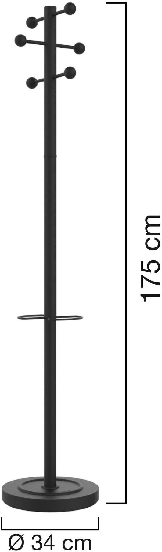 Garderobenständer "UNILUX ACCESS", schwarz, H:175cm, Kunststoff, Stahl, Garderobenständer, Garderobenständer schwarz Einheitsgröße