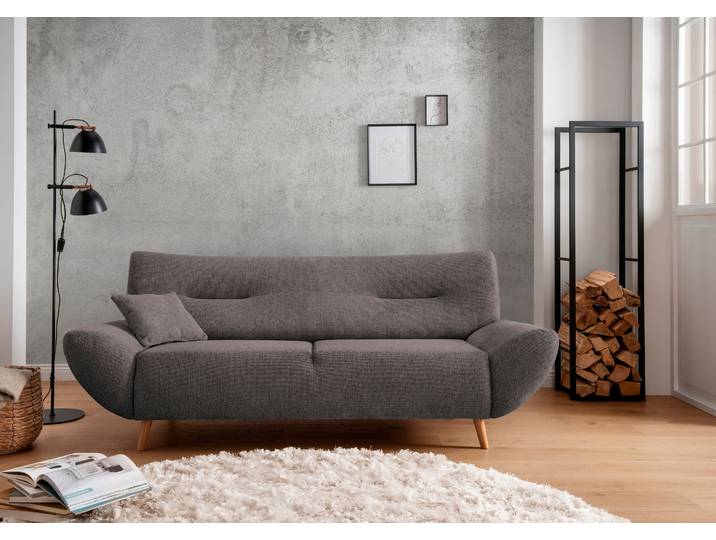 3-Sitzer Sofa, 100% Polyester, Grau-Braun, 205×90 cm, Komfortabel & Zeitlos, Klassisch, Inosign
