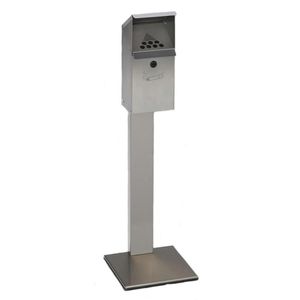 VAR Aschenbecher WH41, 1208, silber, für Outdoor, mit Dach, Standascher aus Edelstahl, 31 x 109 cm, winddicht, 3,7 Liter